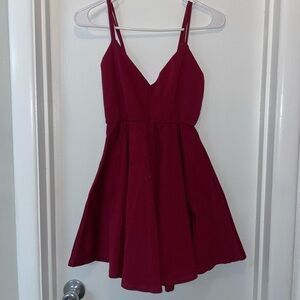 Mini burgundy/red skater dress